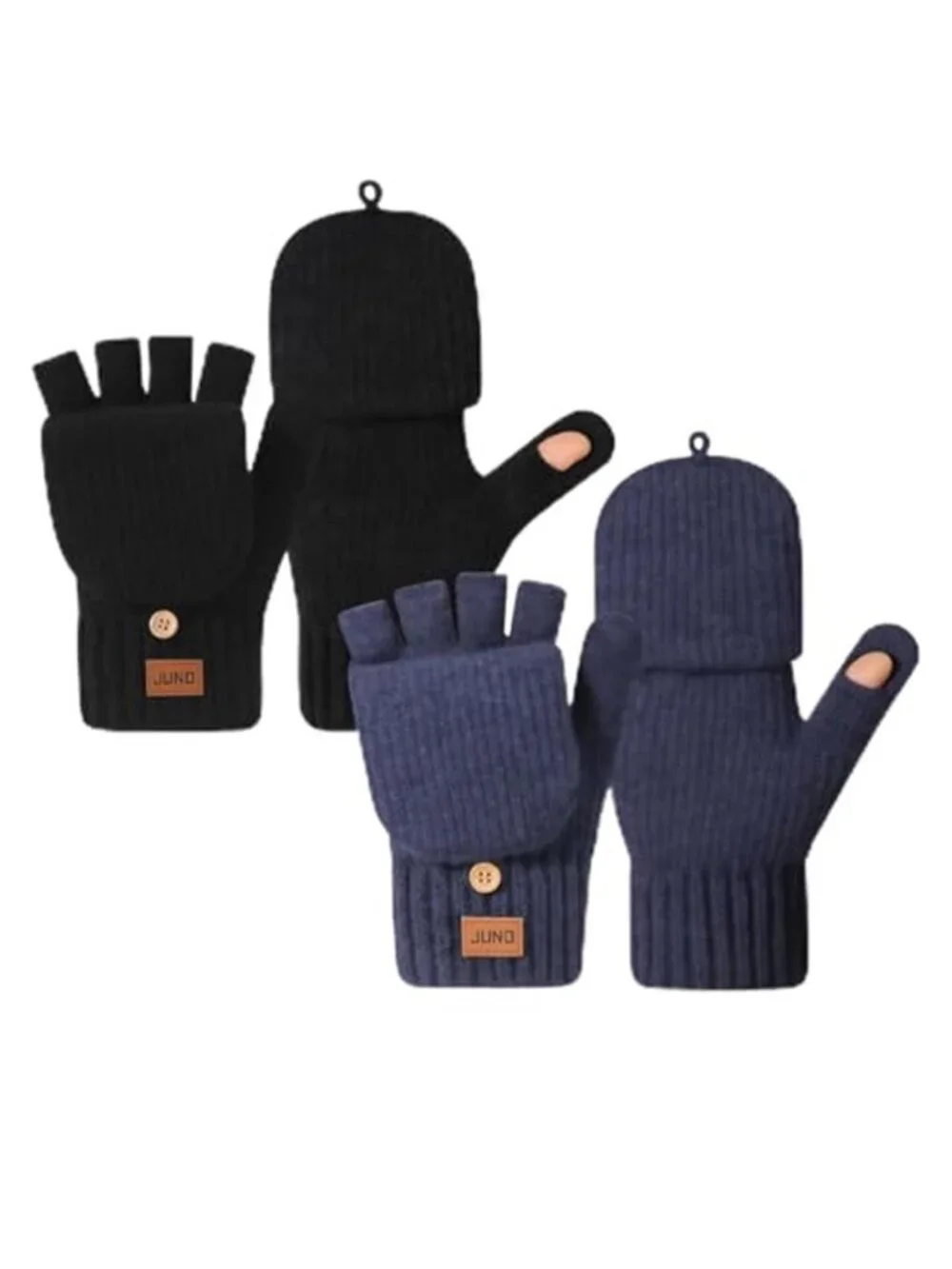 2 Pairs Unisex Winter Mittens Fingerless Gloves Upgraded Warm and Soft Thermal